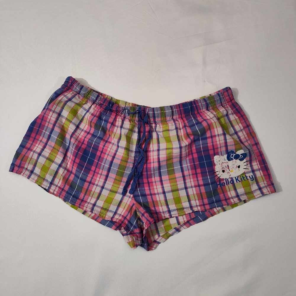Hello Kitty cotton plaid pastel size large shorts
